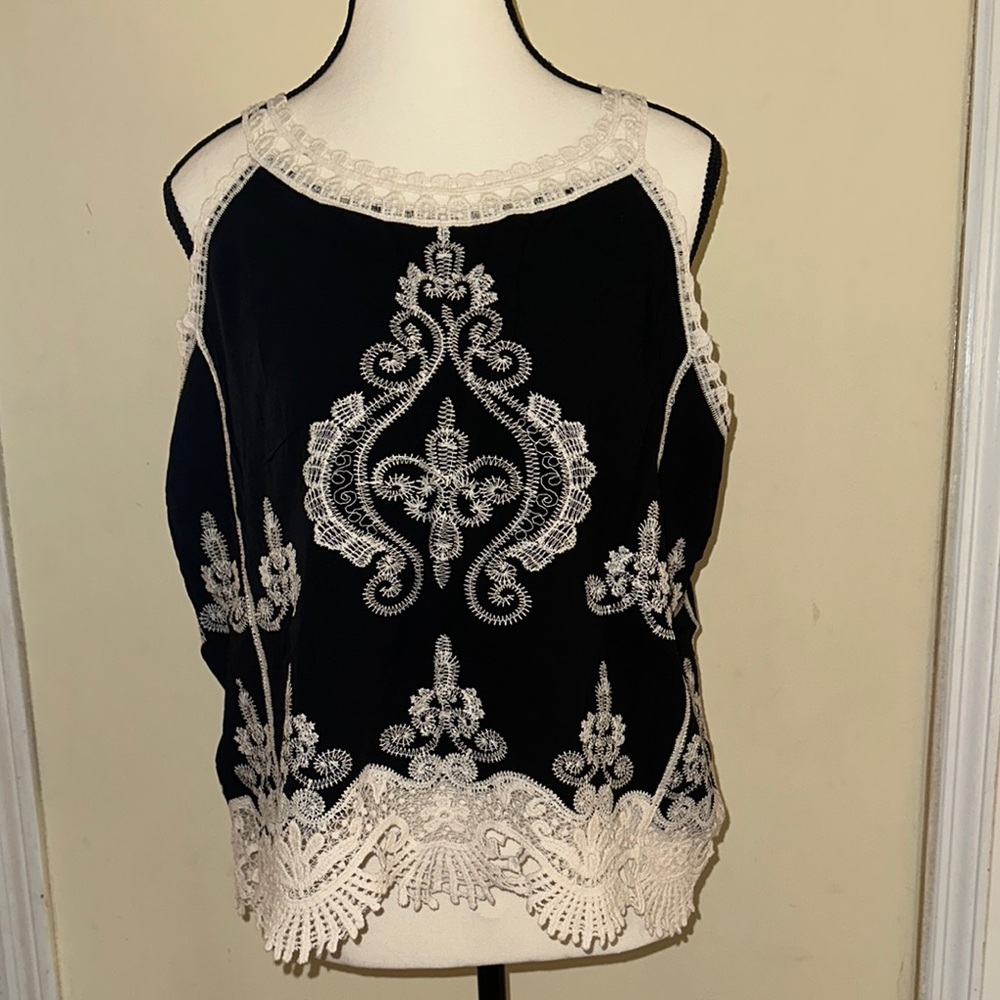 Elegant Black and White Lace Women's Top from ULTRA PINK!